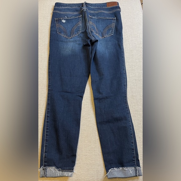 NEW Hollister High-Rise Super Skinny Crop Jeans Dark Destroy - Picture 10 of 10